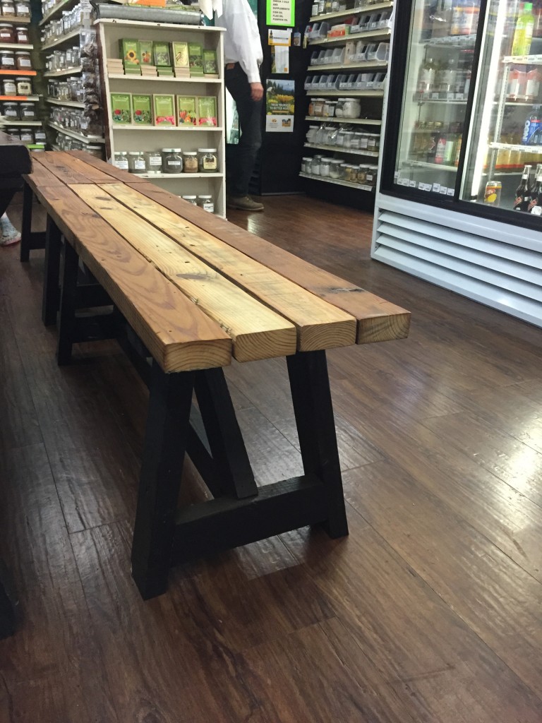 reclaimed wood benches